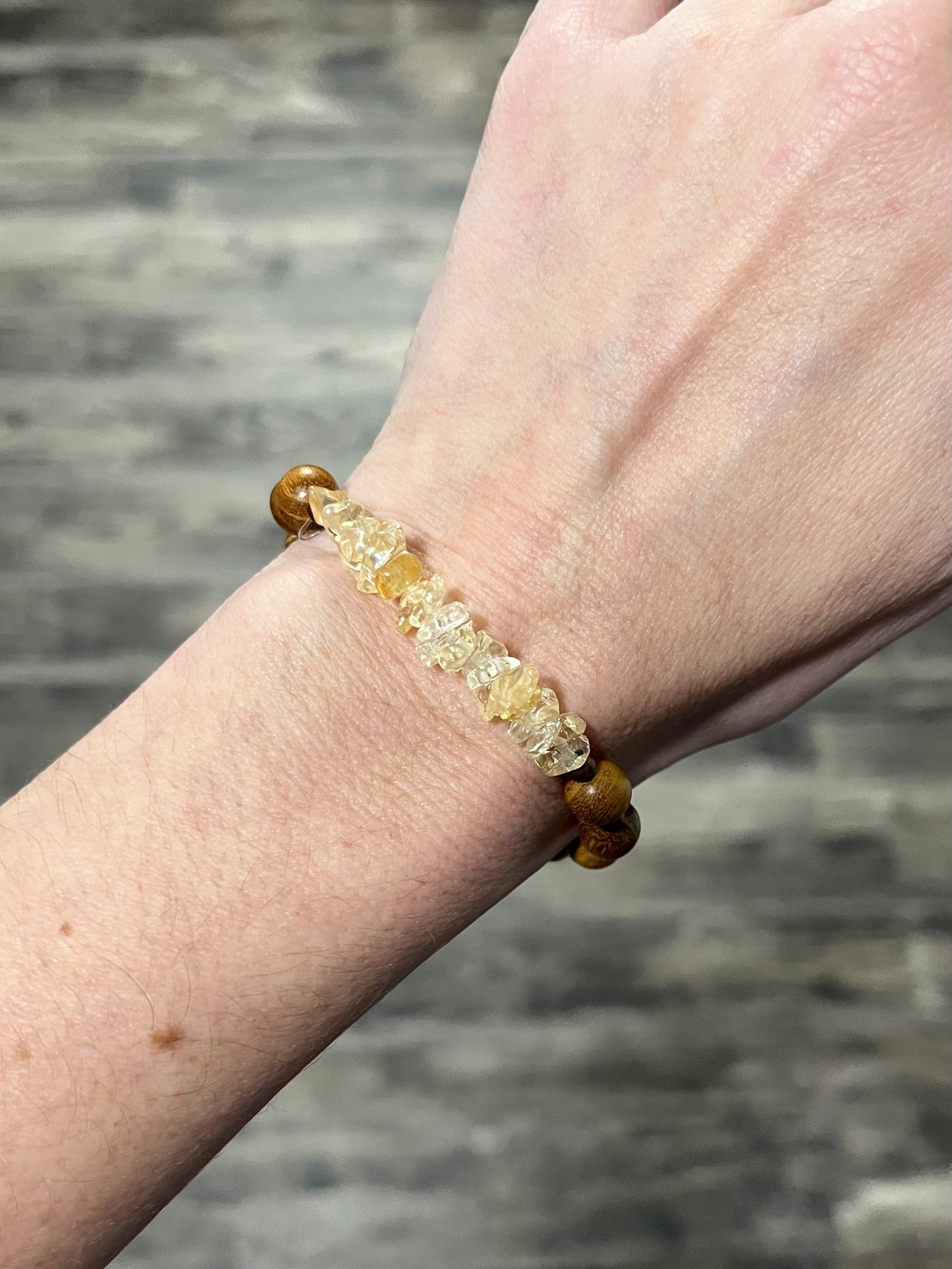 Polished Gravel Citrine+Copper+Sandalwood Bracelet