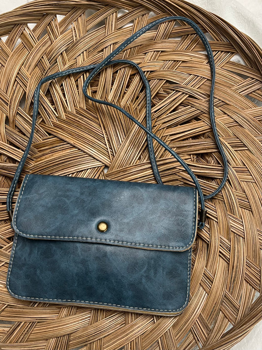 Crossbody Leather Purse - Storm Blue