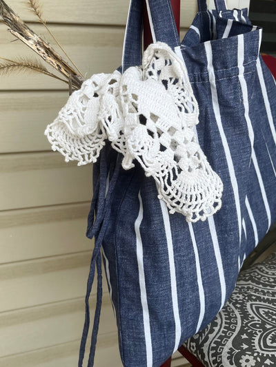 Drawsting Sack Bag - Blue & White Stripe