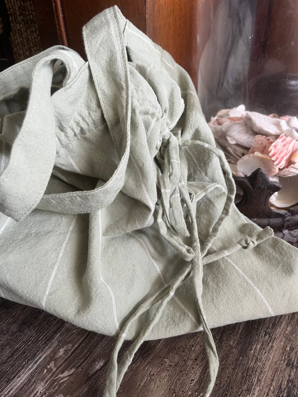 Drawstring Sack Bag - Green Stripe